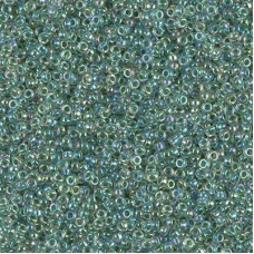 Lime Lined Crystal AB Miyuki 15/0 seed beads, colour 0277, 8.2g approx.