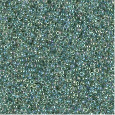 Lime Lined Crystal AB Miyuki 15/0 seed beads, colour 0277, 8.2g approx.