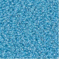 Aqua Lined Crystal AB Miyuki 15/0 seed beads, colour 0278, 8.2g approx.