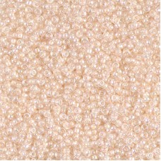 Pale Peach Lined Crystal AB Miyuki 15/0 seed beads, colour 0281, 8.2g approx.