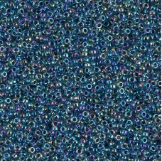 Blue Lined Aqua AB Miyuki 15/0 seed beads, colour 0339, 8.2g approx.