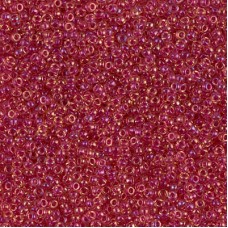 Lt. Cranberry Lined Topaz Luster Miyuki 15/0 seed beads, colour 0363, 8.2g appro...