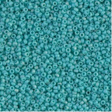 Opaque Turquoise Green AB Matte Miyuki 15/0 seed beads, colour 0412FR, 8.2g appr...