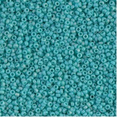 Opaque Turquoise Green AB Matte Miyuki 15/0 seed beads, colour 0412FR, 8.2g appr...