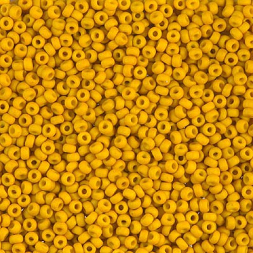 Opaque Mustard Matte Miyuki 15/0 seed beads, colour 1233, 100g Wholesale Pack