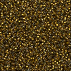 Dyed Silver Lined Golden Olive Miyuki 15/0 seed beads, colour 1421, 8.2g approx.