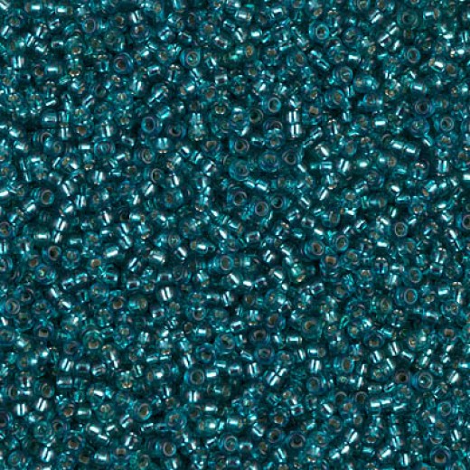 Dyed Silver Lined Teal Miyuki 15/0 seed beads, colour 1424, 8.2g approx.