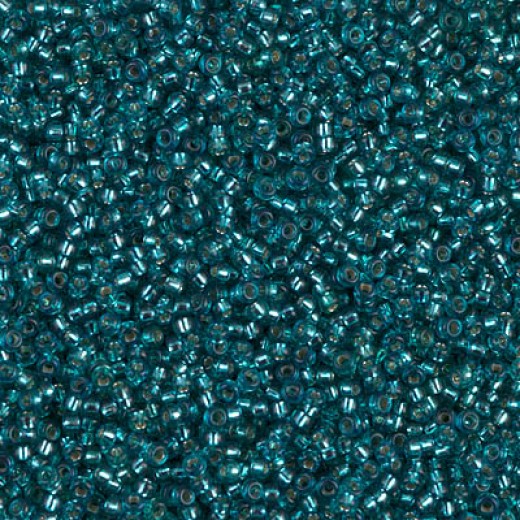 Dyed Silver Lined Teal Miyuki 15/0 seed beads, colour 1424, 8.2g approx.