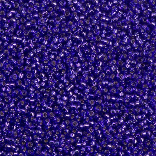 Dyed Silver Lined Red Violet Miyuki 15/0 seed beads, colour 1446, 8.2g approx.