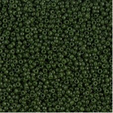 Dyed Opaque Olive Miyuki 15/0 seed beads, colour 1488, 8.2g approx.