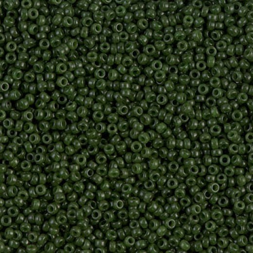 Dyed Opaque Olive Miyuki 15/0 seed beads, colour 1488, 100g Wholesale Pack