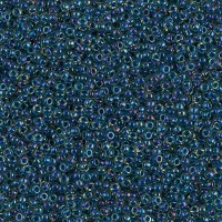 Midnight Blue Lined Topaz AB Miyuki 15/0 seed beads, colour 1826, 8.2g approx.