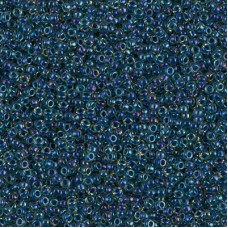 Midnight Blue Lined Topaz AB Miyuki 15/0 seed beads, colour 1826, 8.2g approx.