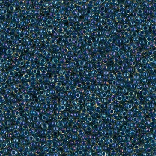 Midnight Blue Lined Topaz AB Miyuki 15/0 seed beads, colour 1826, 100g Wholesale Pack