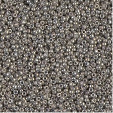 Opaque Smoke Grey Luster Miyuki 15/0 seed beads, colour 1865, 8.2g approx.