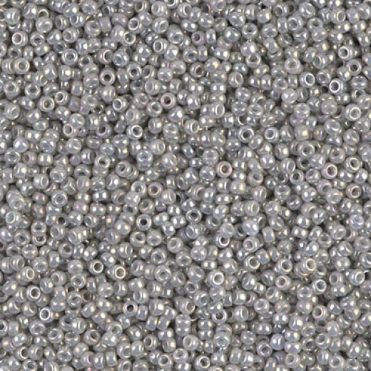 Opaque Gray Luster Miyuki 15/0 seed beads, colour 1866, 8.2g approx.