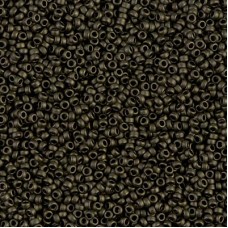Metallic Dark Olive Matte Miyuki 15/0 seed beads, colour 2004, 8.2g approx.