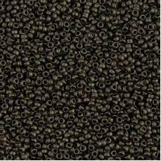 Metallic Dark Olive Matte Miyuki 15/0 seed beads, colour 2004, 8.2g approx.