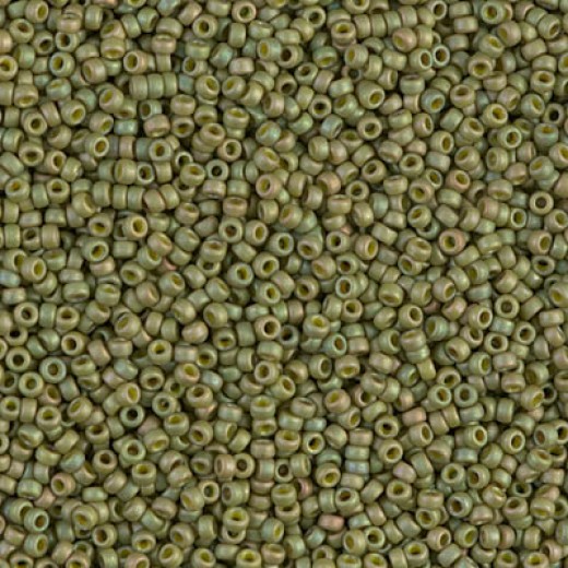 Opaque Lt. Olive Luster Matte Miyuki 15/0 seed beads, colour 2033, 100g Wholesale Pack
