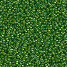 Lined Pea Green Luster Miyuki 15/0 seed beads, colour 2240, 8.2g approx.