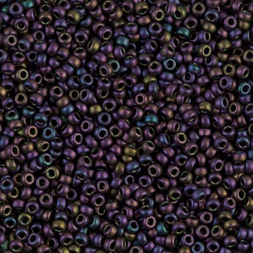 Matte Metallic Plum Emerald Iris Miyuki 8/0 Seed Beads, Colour 2061, Bulk 250g pack