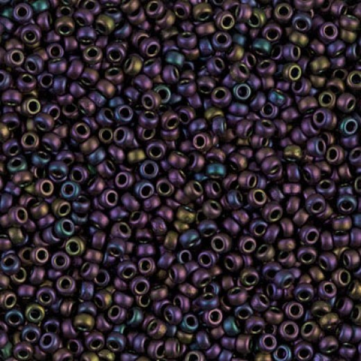 Matte Metallic Plum Emerald Iris Miyuki 15/0 Seed Beads, Colour 2061, 8.2g approx.