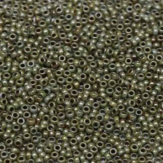 White Opaque Blue Luster, Miyuki 11/0 Union Seed Beads, Colour 402/65431, Approx. 22 Grams