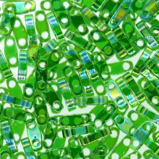 Transparent Green Luster Quarter Tila Bead, colour 179, 5.2g approx.