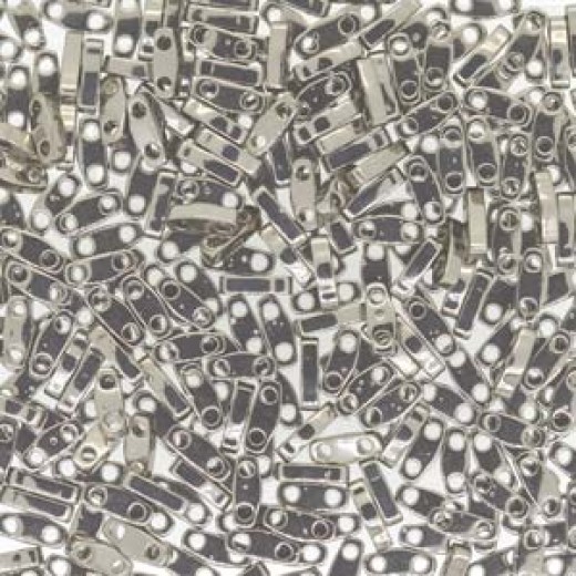 Nickel Plated Quarter Tila Bead, colour 190, 5.2g approx.