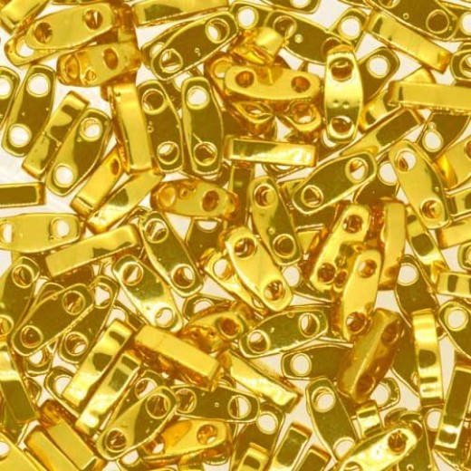 24kt Gold Plated Quarter Tila Bead, colour 0191, 3.3g approx.