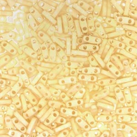 Matte Opaque Cream Quarter Tila Bead, colour 2021, 5.2g approx.