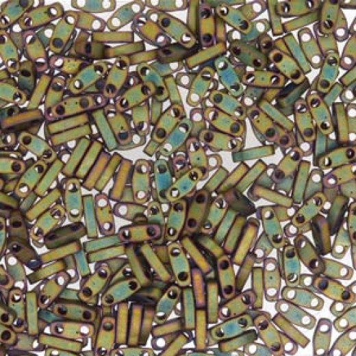 Matte Metallic Khaki Iris Quarter Tila Bead, colour 2035, 5.2g approx.