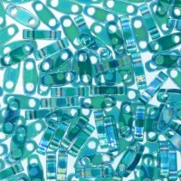 Transparent Teal AB Quarter Tila Bead, colour 2458, 5.2g approx.