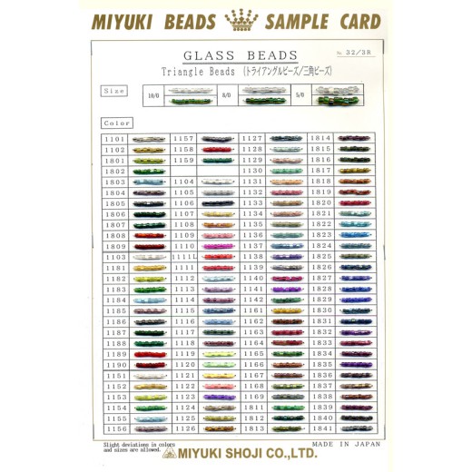 Miyuki Triangle Bead Sample Card, ref' 32/3R