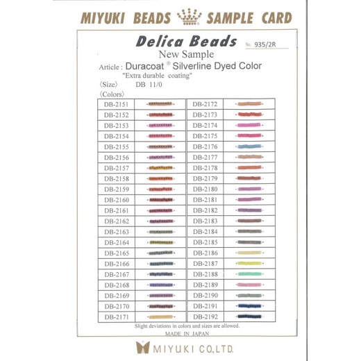 Duracoat Silverline Dyed Colour Miyuki Delica Sample Chart , ref. 935/2R
