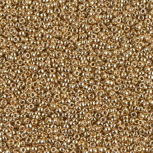 24Kt Light Gold Plated Miyuki 15/0 Seed Beads, 3.3g approx, Colour 0193