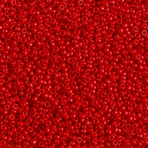 Dyed Semi-Frosted Opaque Bright Red Miyuki 15/0 Seed Beads, 8.2g approx, Colour 1684