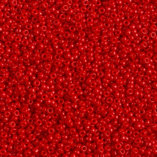 Dyed Semi-Frosted Opaque Bright Red Miyuki 15/0 Seed Beads, 8.2g approx, Colour 1684