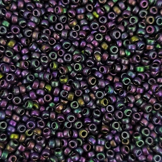 Matte Metallic Aubergine Iris Miyuki 15/0 Seed Bead, Colour 2073, 8.2g pack