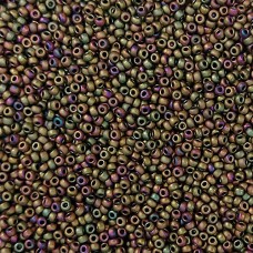 Matte Metallic Khaki Iris Miyuki 15/0 Seed Beads, Colour 2069, 8.2g approx.