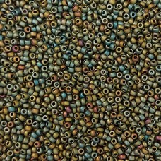 Matte Metallic Olive Green Gold Luster Miyuki 15/0 Seed Beads, Colour 2068, 8.2g approx.