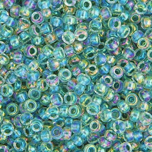Seagreen AB Lined-Dyed Miyuki 6/0 Seed Beads, 250g, Colour 0263