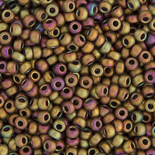 Green Pink Op.AB Metallic Matt Luster Miyuki size 6/0 Colour  2035, 20g approx.