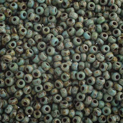 Opaque Turquoise Blue Picasso Miyuki 6/0 Seed Beads, 250g, Colour 4514