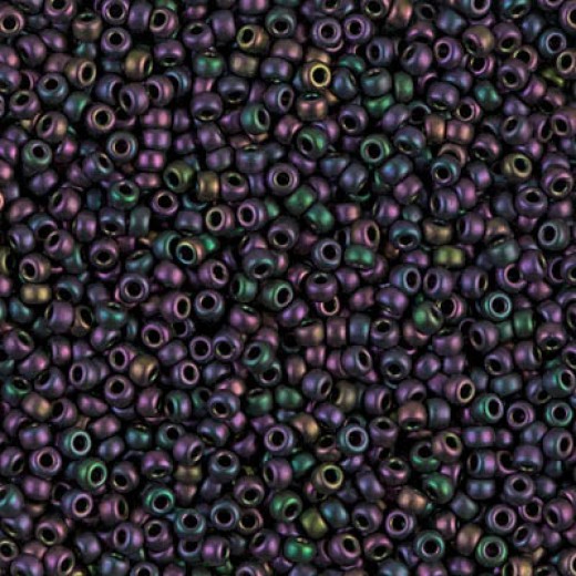 Matte Metallic Magenta Green Iris Miyuki 8/0 Seed Beads, Colour 2062, Bulk 250g pack