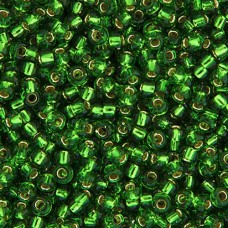 Green Silver Lined Miyuki Size 8/0 seed beads, Colour  16, 22gm