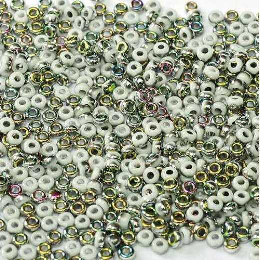 White Opaque Vitrail Miyuki 8/0 Seed Beads, colour 55077, 22g