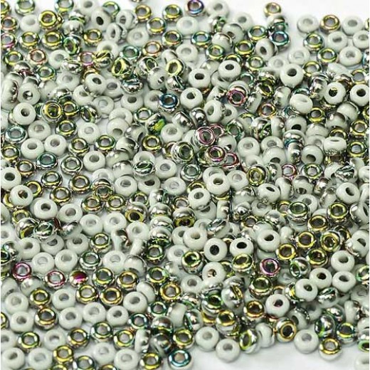 White Opaque Vitrail Miyuki 8/0 Seed Beads, colour 55077