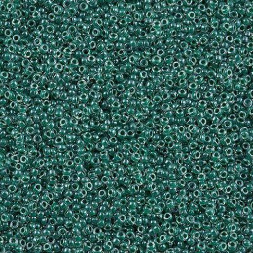 Inside Colour Lined Hunter Green Miyuki Size 8/0 seed beads, Colour 217, 22gm