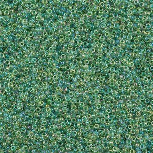 Lime Lined Crystal AB Miyuki Size 8/0 seed beads, Colour 277, 22gm